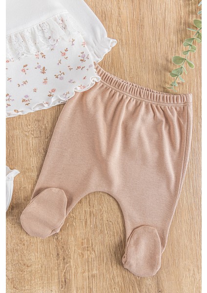 Çiçek Desenli Güpürlü 5 Parça Kız Bebek Hastane Çıkışı Bebek Takımı modelleri