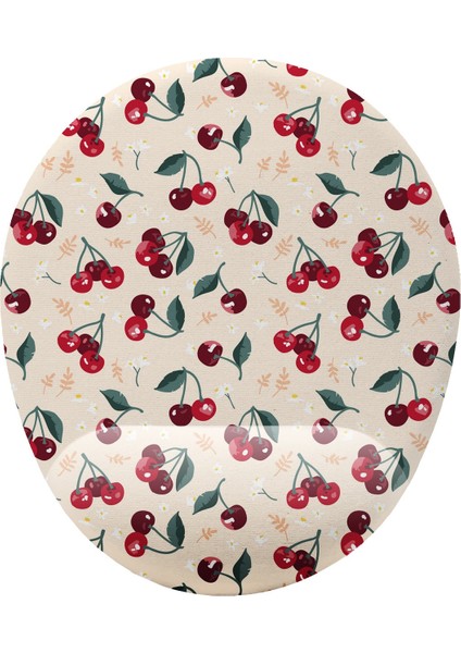 Kiraz Desenli Bilek Destekli Kaymaz Buruşmaz Kırılmaz Mouse Pad