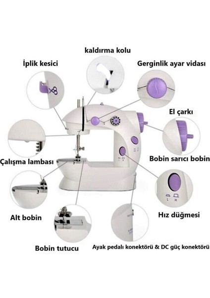 Dikiş Makinesi Mini Pedallı Elektrikli