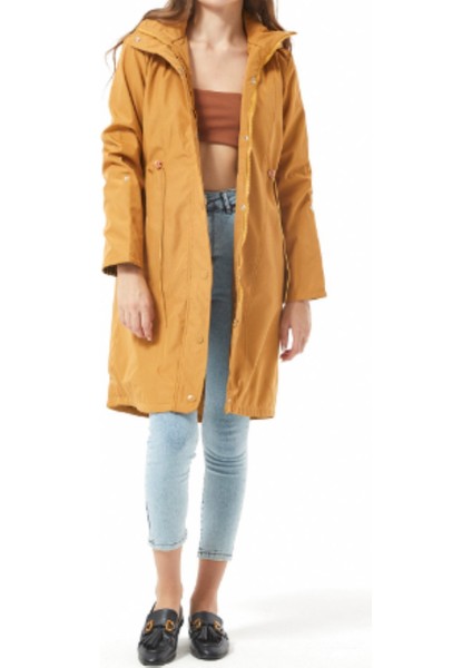 Hardal Seyyar Kapşonlu Astarlı Trençkot fiyatları