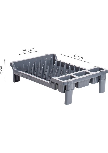331 Bulaşık Sepeti Tezgah Üstü Kaşıklık Bölmeli Ayaklı Antrasit - Gri