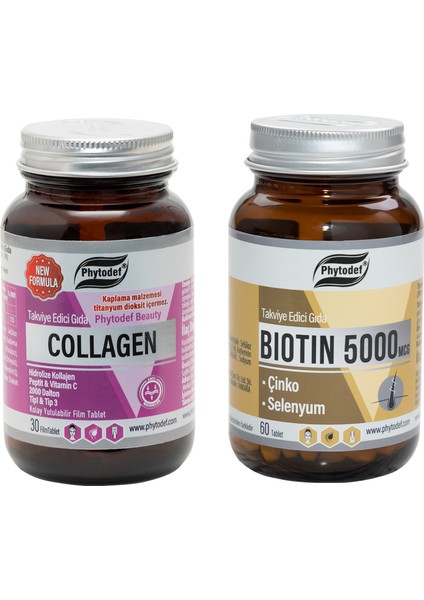 Kolajen + Vitamin C - 30 Tablet & Biotin 5000 mcg - 60 Tablet