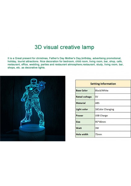 3D Illusion Lamba Gölge Anime Karakter 3D LED Gece Lambası Çocuklar Için Dokunmatik Uzaktan Kumanda Yatak Odası Dekoru -- Stil 1（ortak Taban） (Yurt Dışından)