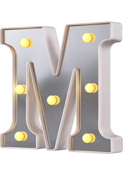 LED Marquee Harf Işıkları 26 Alfabe Light Up Harfler Burcu Gece Lambası Düğün Doğum Günü Partisi Noel Lambası Ev Bar Dekorasyonu Için Mükemmel (Gümüş M) (Yurt Dışından)