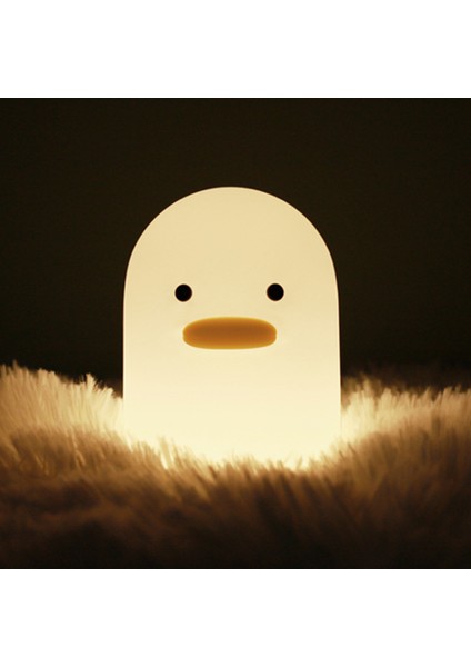 Sevimli Gece Lambası Silikon Squishy Gece Lambası Taşınabilir Şarj Edilebilir LED Lamba Dokunmatik Sensör ile Bebek Kız Erkek Hediye (Ördek) (Yurt Dışından)