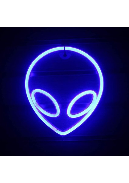 Duvar Dekoru Için Uzaylı Neon Işıkları Pil / USB Kumandalı Dekoratif LED Neon Tabelalar Uzaylı Neon Tabelaları Ev, Çocuk Odası, Bar, Festival, Doğum Günü, Noel, Düğün Partisi-Mavi (Yurt Dışından)