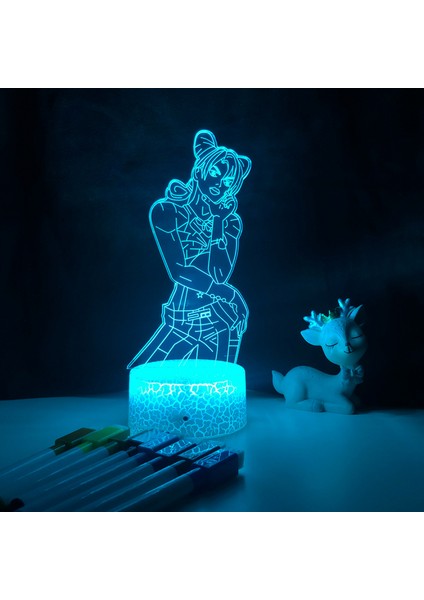 3D Illusion Lamba Anime Jojo'nun Tuhaf Macera Gece Lambası Yatak Odası Için Uzaktan Kumanda ile Dekoratif Erkek Kız Doğum Günü Noel - Desen G (Çatlak Koltuk) (Yurt Dışından)