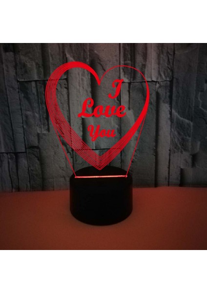 Kalp Gece Lambası Dokunmatik Uzaktan Kumanda ile Renkli 3D Işık Seni Seviyorum 3D Illusion Lamba --- Siyah Koltuk (Yurt Dışından)