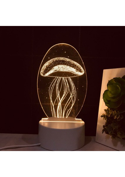 3D LED Gece Lambası Akrilik Denizanası Lamba Uzaktan Kumanda 3D Illusion Lamba Sevgililer Günü Ev Dekorasyon Işık - Stil O (Yurt Dışından)