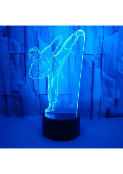 Yaratıcı 3D Tekvando Gece Lambası 16 Renk Değiştirme Uzaktan Kumanda Dokunmatik Anahtarı Dekor Optik Illusion Lamba LED Masa Masa Lambası Çocuk Noel Doğum Günü Hediyesi (Stil O) (Yurt Dışından)