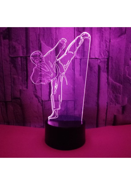 Yaratıcı 3D Tekvando Gece Lambası 16 Renk Değiştirme Uzaktan Kumanda Dokunmatik Anahtarı Dekor Optik Illusion Lamba LED Masa Masa Lambası Çocuk Noel Doğum Günü Hediyesi (Stil O) (Yurt Dışından) modelleri