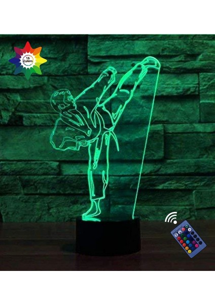Yaratıcı 3D Tekvando Gece Lambası 16 Renk Değiştirme Uzaktan Kumanda Dokunmatik Anahtarı Dekor Optik Illusion Lamba LED Masa Masa Lambası Çocuk Noel Doğum Günü Hediyesi (Stil O) (Yurt Dışından) fırsatları