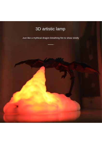 3D Yangın Söndüren Gece Lambası Ejderha, 3D Baskı Alev Dinozor Lambası Ruh Hali Işığı USB Şarj Edilebilir, Oturma Odası Yatak Odası Dekor Için Festival Çocuklar Hediye Yangın Ejder (Yurt Dışından)