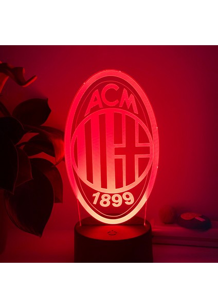 3D LED Illusion Lamba Milan Takımı 16 Renk Uzaktan Kumanda Akrilik Gece Işıkları Çocuk Odası Dekoratif Işıklar --- Siyah Koltuk (Yurt Dışından)