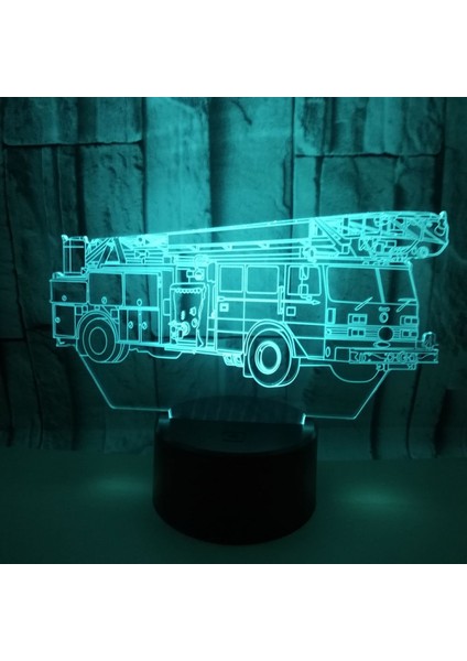 3D Itfaiye Aracı Gece Lambası 16 Renk Değiştirme USB Güç Uzaktan Kumanda Dokunmatik Anahtarı Dekor Lambası Optik Illüzyon Lambası LED Masa Masa Lambası Çocuk Noel Doğum Günü Hediye (Yurt Dışından)