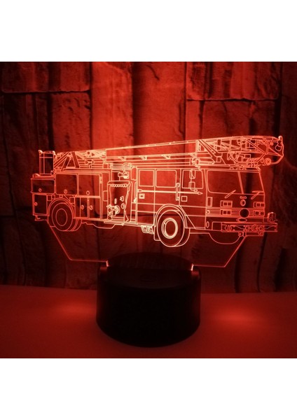 3D Itfaiye Aracı Gece Lambası 16 Renk Değiştirme USB Güç Uzaktan Kumanda Dokunmatik Anahtarı Dekor Lambası Optik Illüzyon Lambası LED Masa Masa Lambası Çocuk Noel Doğum Günü Hediye (Yurt Dışından)