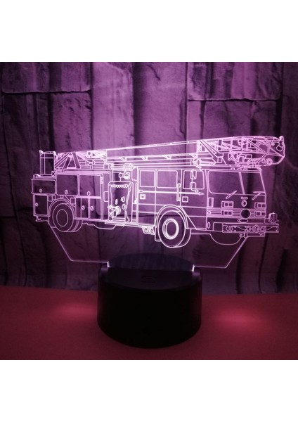 3D Itfaiye Aracı Gece Lambası 16 Renk Değiştirme USB Güç Uzaktan Kumanda Dokunmatik Anahtarı Dekor Lambası Optik Illüzyon Lambası LED Masa Masa Lambası Çocuk Noel Doğum Günü Hediye (Yurt Dışından)
