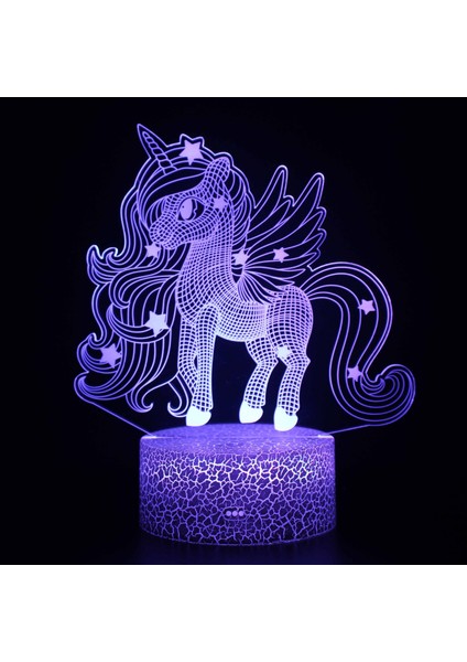 Unicorn Gece Lambası 3D Illusion Lamba Çocuk Odası Için Unicorn Işıkları 16 Renk Uzaktan Kumanda ile Yanıp Sönen Modlar Opreated Kısılabilir --- Unicorn (Yurt Dışından)