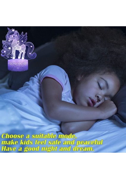 Unicorn Gece Lambası 3D Illusion Lamba Çocuk Odası Için Unicorn Işıkları 16 Renk Uzaktan Kumanda ile Yanıp Sönen Modlar Opreated Kısılabilir --- Unicorn (Yurt Dışından)