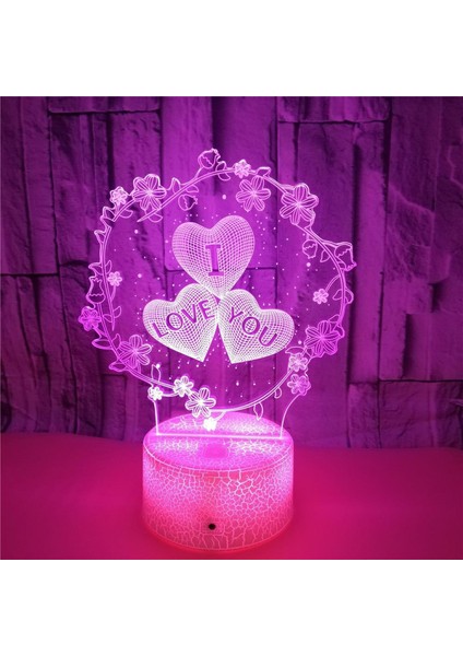 3D Illüzyon Lambası Renkli Değişen Modlar Gece Işıkları Akıllı Dokunmatik ve Uzaktan Kumanda --- Seni Seviyorum (Yurt Dışından)