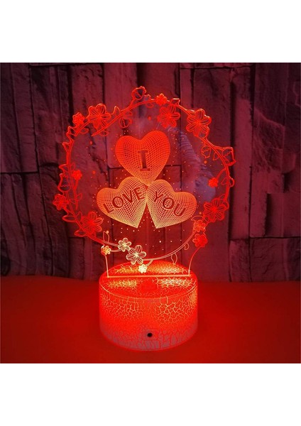 3D Illüzyon Lambası Renkli Değişen Modlar Gece Işıkları Akıllı Dokunmatik ve Uzaktan Kumanda --- Seni Seviyorum (Yurt Dışından) modelleri