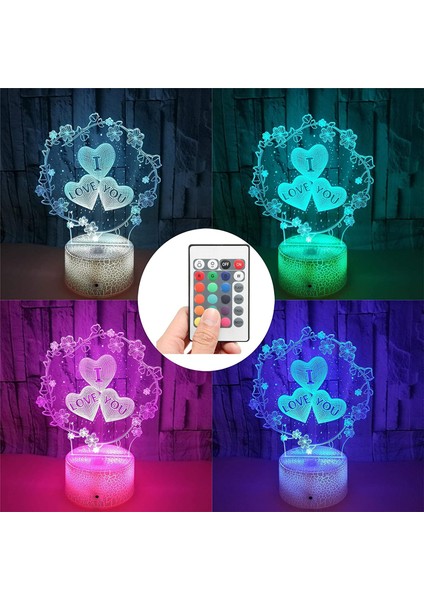 3D Illüzyon Lambası Renkli Değişen Modlar Gece Işıkları Akıllı Dokunmatik ve Uzaktan Kumanda --- Seni Seviyorum (Yurt Dışından) fırsatları