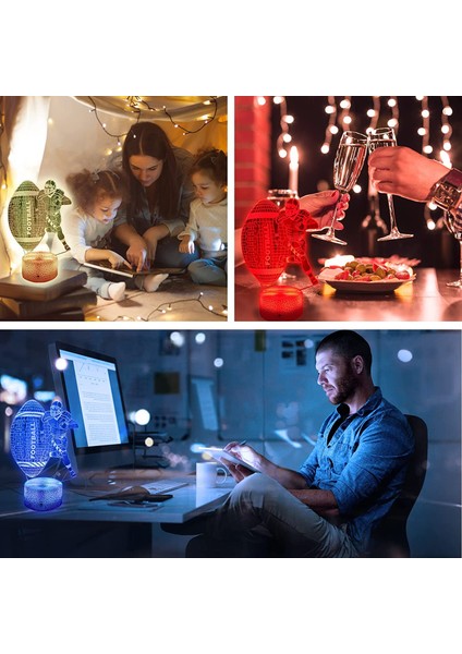 Futbol Gece Işıkları 3D LED Illusion Lamba 7 Renk USB ile Çalışan Dokunmatik Lamba Uzaktan Kumanda ile Gece Işığını Değiştirme En Iyi Doğum Günü (Stil F) (Yurt Dışından)