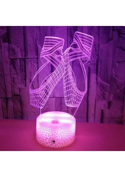 3D Dans Ayakkabıları Gece Lambası 16 Renk Değiştirme USB Uzaktan Kumanda Dokunmatik Dekor Lambası Optik Illusion Lamba LED Masa Masa Lambası Çocuklara Noel Hediyesi (Stil 10) (Yurt Dışından)