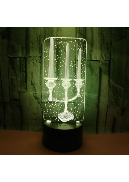 3D Mum Stereo Gece Lambası LED Işık Optik Illusion Lamba 7 Renk Değişen Doğum Günü Yılbaşı Hediyeleri Ev Dekorasyonu Için (Stil 13) (Yurt Dışından)