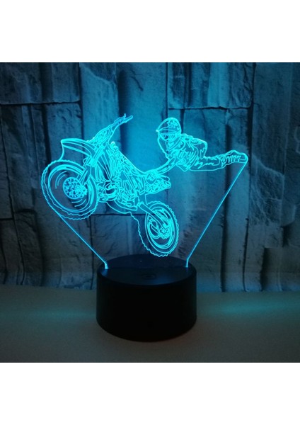Dublör Motosiklet 3D Illusion Gece Lambası 16 Renk Değişimi Dokunmatik Uzaktan Kumanda Ev Dekor Motosiklet Severler Için LED Noel Doğum Günü Hediyesi (Stil T) (Yurt Dışından)