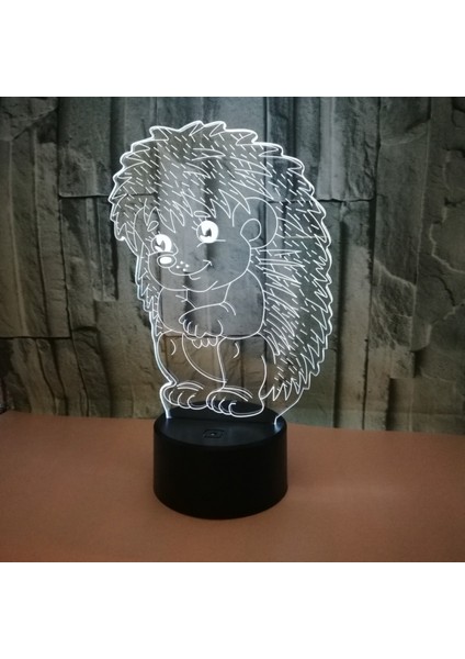 3D LED Kirpi Optik Illüzyon Sensörü Gece Lambası Akıllı Dokunmatik USB Kablosu ile 7 Renk Değişimi Atmosfer Lambası Noel Şükran Günü Dekoru Için (Yurt Dışından)