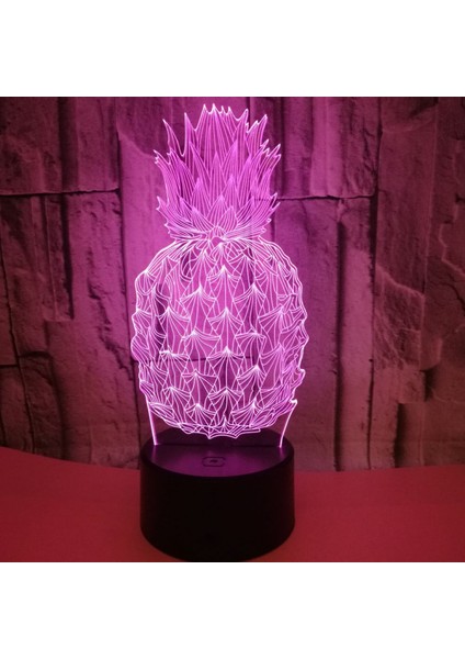 Ananas 3D Gece Lambası Dokunmatik Uzaktan Kumanda ile Renkli 3D Illusion Lamba --- Siyah Koltuk (Yurt Dışından)