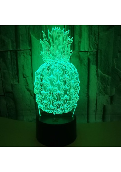 Ananas 3D Gece Lambası Dokunmatik Uzaktan Kumanda ile Renkli 3D Illusion Lamba --- Siyah Koltuk (Yurt Dışından)
