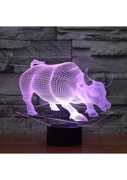 Boğa Optik Illusion 3D LED Sensör Gece Lambası Akıllı Dokunmatik USB Kablosu ile 7 Renk Değişimi Atmosfer Lambası Noel Şükran Günü Dekor Için (Yurt Dışından)