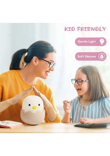 Sevimli Gece Lambası Silikon Squishy Gece Lambası Taşınabilir Şarj Edilebilir LED Lamba Dokunmatik Sensör ile Bebek Kız Erkek Hediye Için (Chacochick) (Yurt Dışından)
