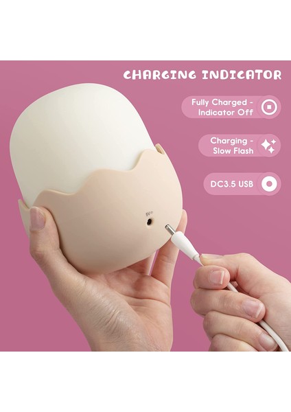 Sevimli Gece Lambası Silikon Squishy Gece Lambası Taşınabilir Şarj Edilebilir LED Lamba Dokunmatik Sensör ile Bebek Kız Erkek Hediye Için (Chacochick) (Yurt Dışından)
