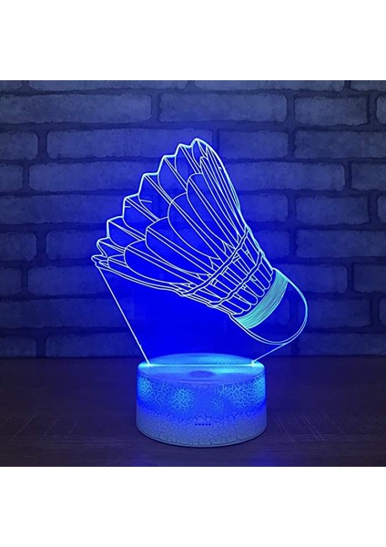 Badminton 7 Renk Değişimi 3D Lamba Dokunmatik Anahtarı 3D Aydınlatma Armatürleri Hediye Bebek Odası Işıkları Için LED Gece Lambası (Stil H) (Yurt Dışından)