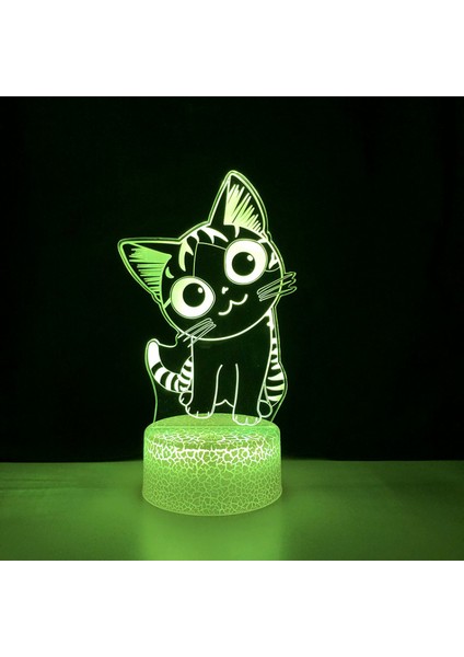 LED Gece Lambası Anime Kedi 3D Illusion Lamba Uzaktan Kumanda ile Çocuk Ev Dekorasyon Işıkları --- Çatlak Koltuk (Yurt Dışından)