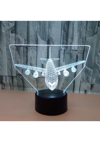 Uçak Gece Lambası 3D Illusion Lambası 7 Renk Değişen Dokunmatik Kontrol LED Masa Masa Dekoru Lambaları Çocuk Boys Için Noel Doğum Günü Hediyeleri Pilot Uçak Sevgilisi (Stil A) (Yurt Dışından)