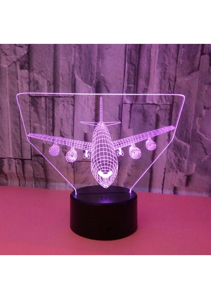 Uçak Gece Lambası 3D Illusion Lambası 7 Renk Değişen Dokunmatik Kontrol LED Masa Masa Dekoru Lambaları Çocuk Boys Için Noel Doğum Günü Hediyeleri Pilot Uçak Sevgilisi (Stil A) (Yurt Dışından)