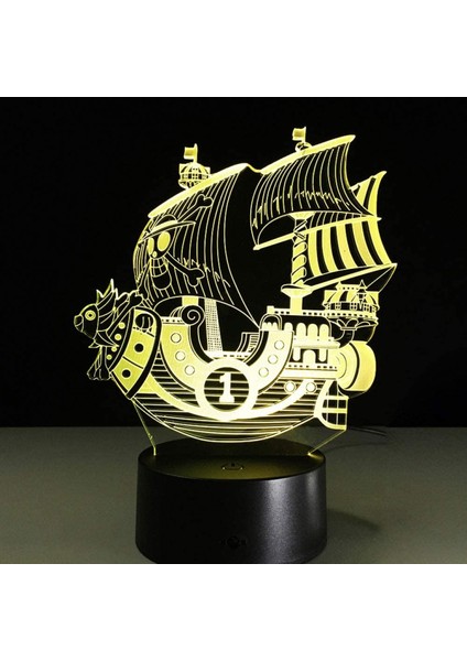 3D Korsan Gemisi Nightlights 3D LED Gece Lambası Masa Danışma Optik Illusion Lambalar Kızlar Çocuklar Için 7 Renk Değişen Işıklar Bebek Erkek ve Oda Dekor (Yurt Dışından) fiyatları