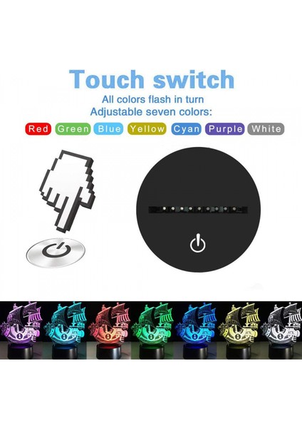 3D Korsan Gemisi Nightlights 3D LED Gece Lambası Masa Danışma Optik Illusion Lambalar Kızlar Çocuklar Için 7 Renk Değişen Işıklar Bebek Erkek ve Oda Dekor (Yurt Dışından) fırsatları