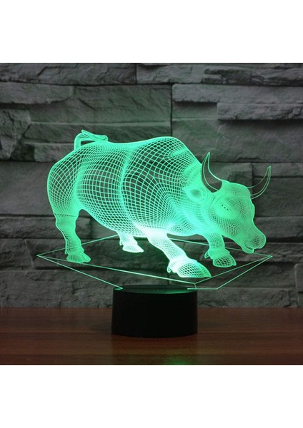 Boğa Optik Illusion 3D LED Sensör Gece Lambası Akıllı Dokunmatik USB Kablosu ile 7 Renk Değişimi Atmosfer Lambası Noel Şükran Günü Dekor Için (Yurt Dışından)