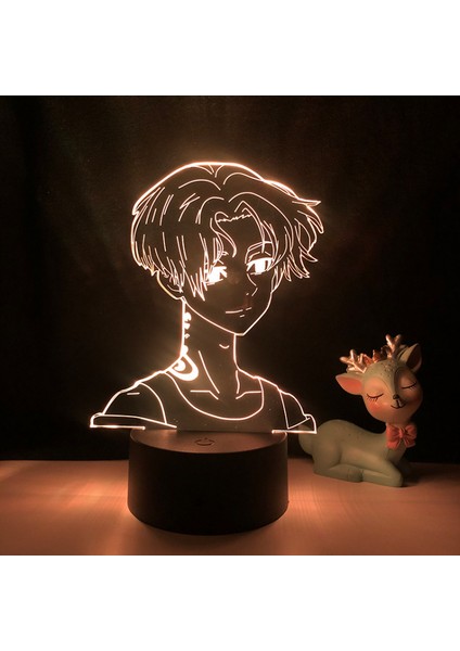 3D LED Gece Işıkları Anime Karakterler 3D Illusion Lamba Çocuk Odası Dekoratif Işıklar --- Desen L (Siyah Koltuk) (Yurt Dışından)
