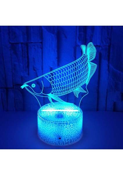 Japon Balığı Renkli 3D Gece Lambası Dokunmatik Uzaktan Kumanda ile 16 Renk Değiştirme 3D Illusion Lamba --- Çatlak Koltuk (Yurt Dışından)