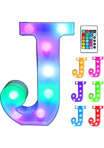 Renkli LED Marquee Harf Işıkları, Uzaktan Işıklandırmalı Marquee Tabelaları Parti Bar Harfleri, Işıklar Süslemeleri ile Ev Için --- Çok Renkli J (Yurt Dışından)