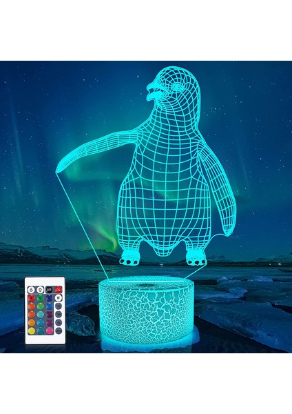Penguen Gece Lambası 3D Illusion Işık Hayvanlar Lamba 16 Renk Uzaktan Kumanda ile Değişen Çocuklar Yatak Odası Dekor Tatil Doğum Günü Hediyeleri Erkekler Kızlar Için (Yurt Dışından)