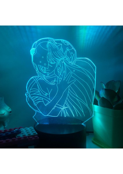 3D LED Gece Lambası Anime Karakter 3D Illusion Lamba Uzaktan Kumanda Yatak Odası Dekoru Çocuklar Için Doğum Günü Hediyesi --- Siyah Koltuk (Yurt Dışından)