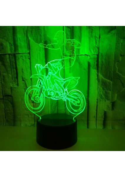 Dublör Motokros 3D Illusion Gece Lambası 16 Renk Değişimi Dokunmatik Uzaktan Kumanda Ev Dekor Motosiklet Severler Için LED Noel Doğum Günü Hediyesi (Stil U) (Yurt Dışından)