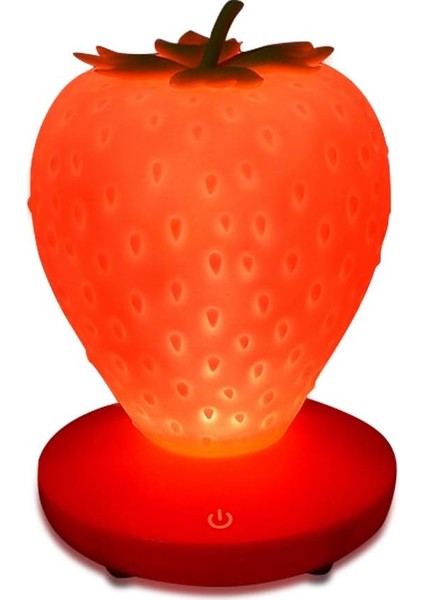 LED Renk Değiştirme Sevimli Dokunmatik Çilek Gece Lambası Yatak Odası, Şifonyer, Oturma Odası, Çocuk Odası, Ofis, Festival Dekoru ve Hediye Için Masa Lambası (Kırmızı) (Yurt Dışından)